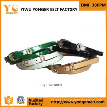 China Supplier White Studed Rhinestone Leather Belt for Women and Ladies